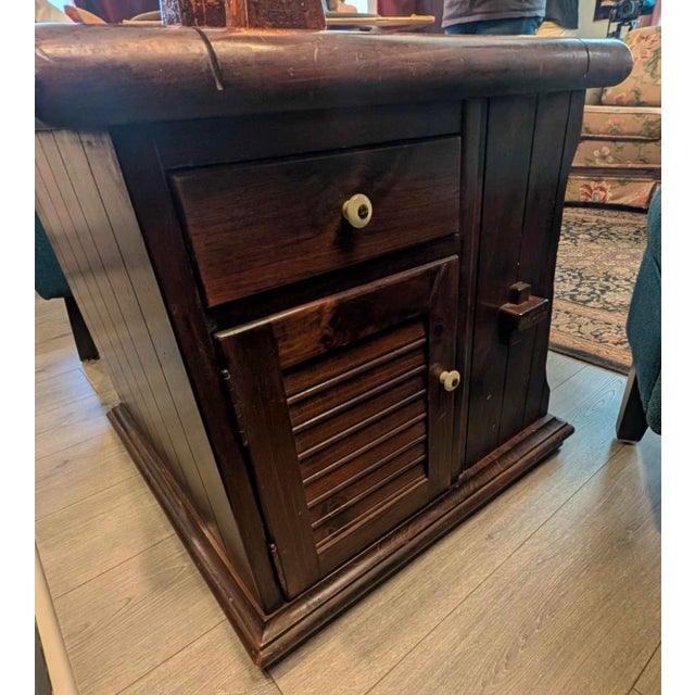 1980s Ethan Allen Antiqued Pine Old Tavern Accent Storage Bookcase End Table For Sale - Image 9 of 9