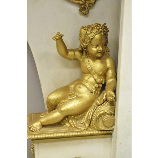 White Early 20th Century French Louis XV Style Marble & Figural Bronze Ormolu Console Table W/ Cherubs For Sale - Image 8 of 12
