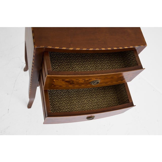 Italian Neoclassical Walnut and Fruitwood Inlaid Bedside Table, Two Drawers For Sale - Image 16 of 18
