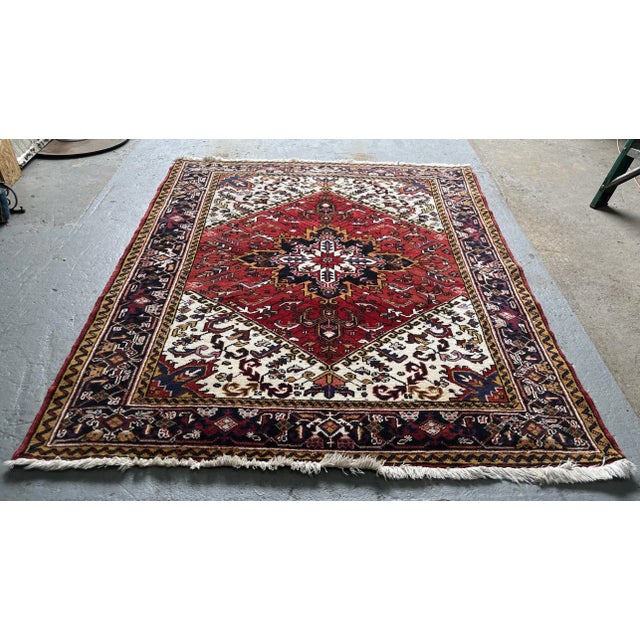 Textile Vintage Handmade Heriz Rug For Sale - Image 7 of 7