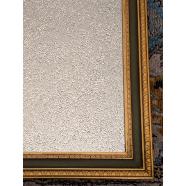 Mid-Century Modern Mid-Century Modern Early 1970s Gold and Green Toned Wood Framed Wall Mirror For Sale - Image 3 of 10