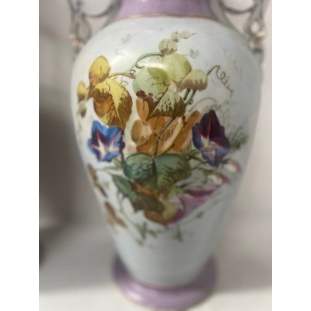 Polychrome Porcelain Vases, 19th Century, Set of 2 For Sale - Image 10 of 18