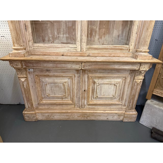 Tan Monumental 19th C. French Renaissance Scrapped Pine Bibliotheque From a Chateau in Avignon For Sale - Image 8 of 10