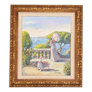 Katia Pissarro - l'Enfant Au Cerceau, Oil on Canvas For Sale