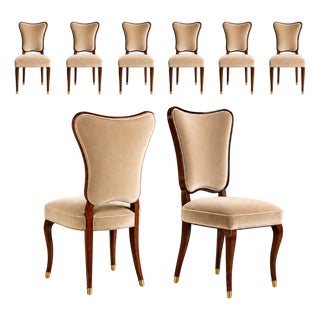 Brazilian Modern Set of Eight Dining Chairs by Pisciotta E Filhos in Rosewood & Mohair, Brazil, 1950s For Sale