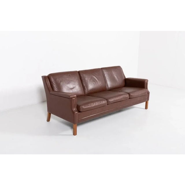 Vintage Brown Leather Sofa from Mogens Hansen, Denmark, 1980s For Sale - Image 9 of 9