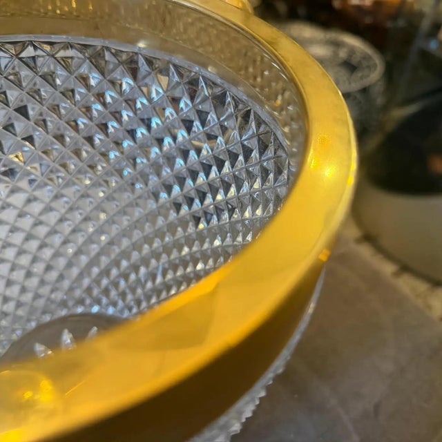 1980s Modernist Crystal and Gilded Metal French Champagne Cooler For Sale - Image 12 of 14