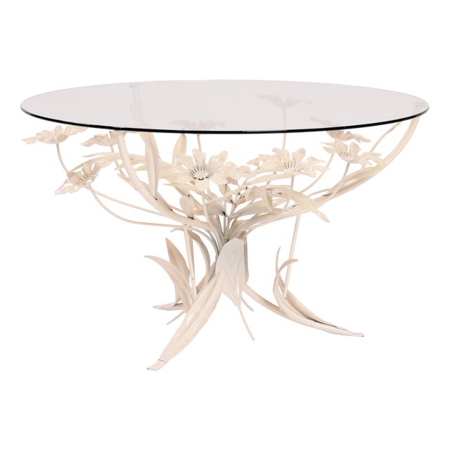 Vintage Holywood Regency Metal Glass Flower Table from Hans Kogl, 1970s For Sale