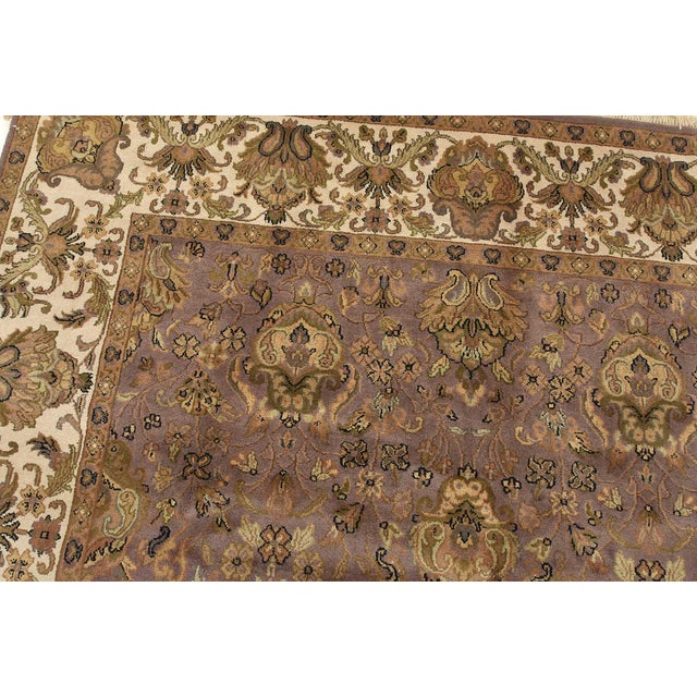 Agra Rug 8'1'' X 10'4'' Purple Wool Traditional Hand-Knotted Oriental Carpet For Sale In Philadelphia - Image 6 of 12