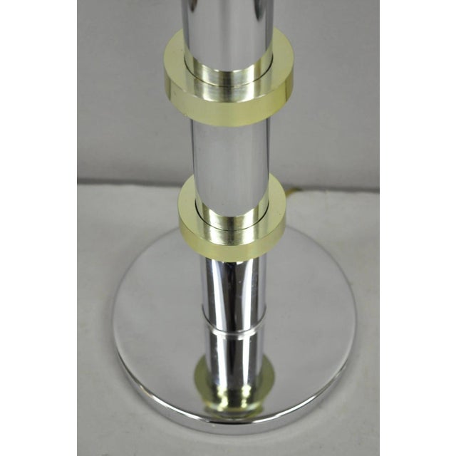 Metal Vintage Mid Century Modern Stacked Chrome & Brass Cylinder Column Table Lamp For Sale - Image 7 of 9