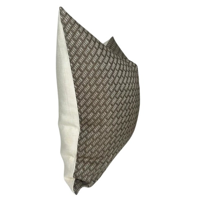 ⭐️ Ships Within 2 Days On the Front: Designer Woven Fabric On the Back: Ivory Linen Fabric All pillow covers are sewn...