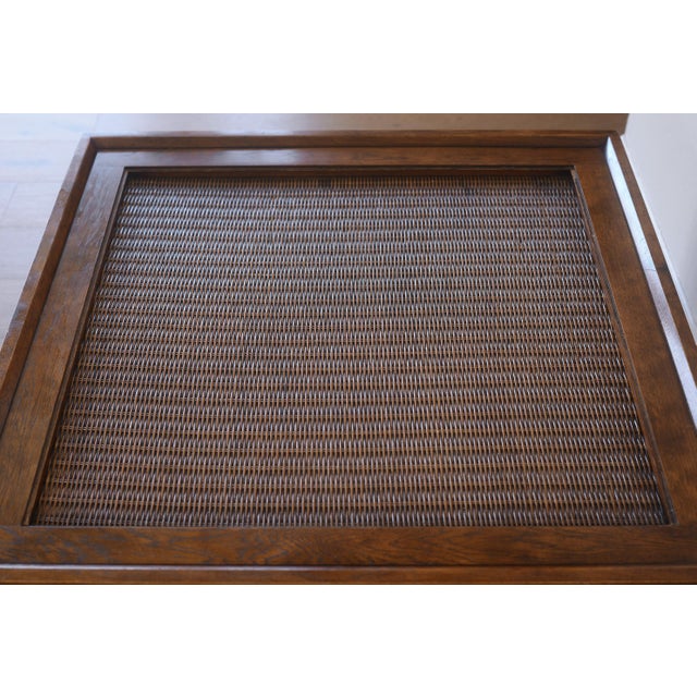 Wood 1950s MCM Hollywood Regency Pagoda Coffee Table With Rattan Accents For Sale - Image 7 of 13
