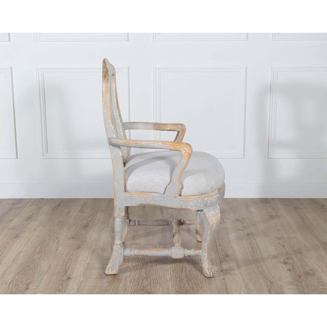 Pair of Swedish Rococo Carved Armchairs with Original Patina For Sale In Atlanta - Image 6 of 16