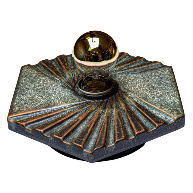 Hexagonal Wall Lamps in Blue, Green and Golden Ceramic from Hustadt Leuchten, Germany, 1970s, Set of 3 For Sale - Image 6 of 12