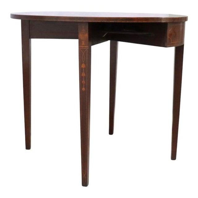 Classical Hepplewhite Mahogany Inlaid Card Table C1900 For Sale - Image 15 of 15