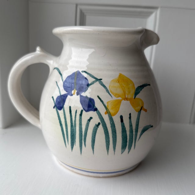 American Mid 20th Century Hand Painted Ceramic Pitcher For Sale - Image 3 of 8
