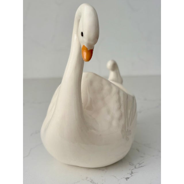 Vintage White Ceramic Swan Vase Planter For Sale - Image 10 of 14