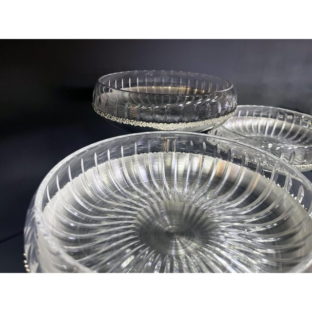 Elevate your table with this elegant 3-piece serving set. Each bowl features thick, patterned glass on a silver-plated...