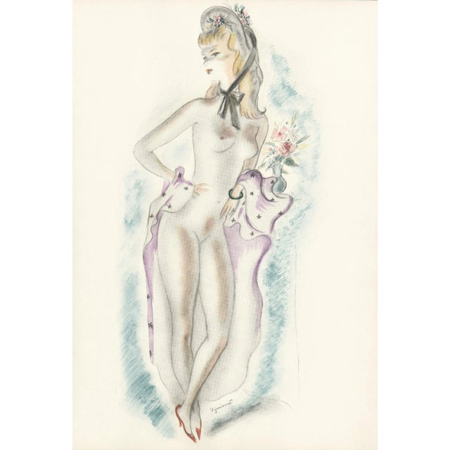 1950s Matted Nude Lithograph For Sale - Image 5 of 5