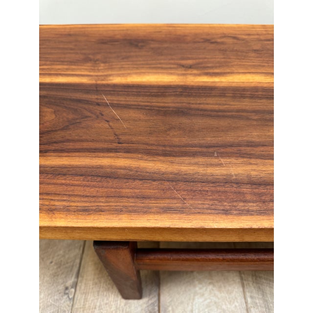 Wood 1950s Mid Century Floating Coffee Table, Model T621 Style Bench For Sale - Image 7 of 12