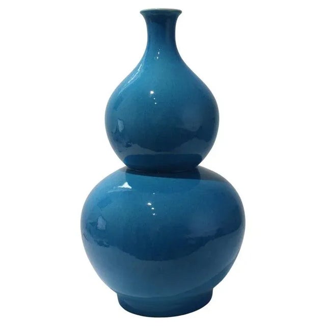 Double Gourd Vase 2ft High Turquoise For Sale - Image 13 of 13