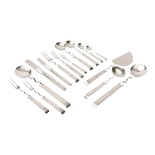 Vintage Rare Sabbattini for Rosenthal Stainless Steel Sculptural Flatware - Set of 60 Pieces For Sale