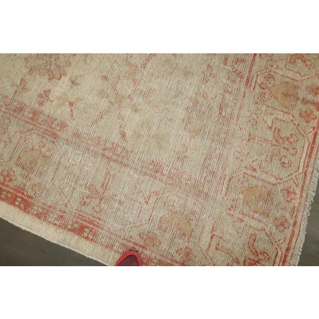 Antique Zabihi Collection Large Square Turkish Ghiordes Worn Rug For Sale - Image 10 of 10