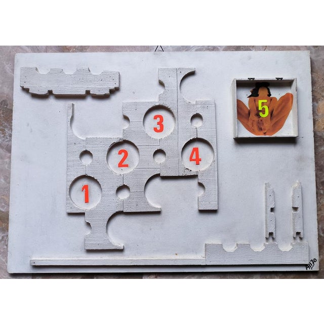 Pop work on wood with collage (liberazione n° 5) from 1970 by all (alberto squarcia) the 60s and 70s were a period of...