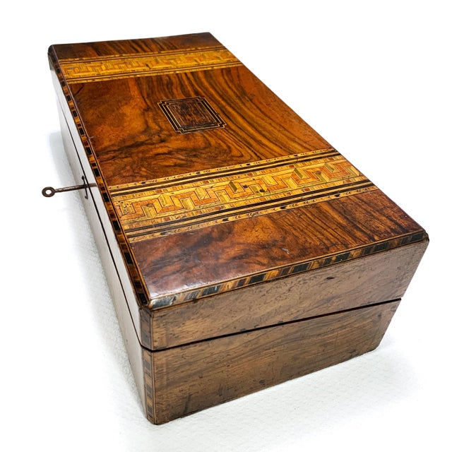 19th Century Victorian Era Portable Walnut Tunbridge Writing Box For Sale - Image 9 of 12