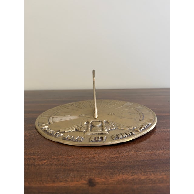French Country Vintage English Country Brass Garden Sundial "I Only Count Sunny Hours" For Sale - Image 3 of 7