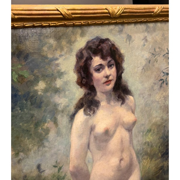 Traditional Antique Oil Painting on Canvas, Signed P. Dmitrow (1921), Gilded Wood & Gesso Frame For Sale - Image 3 of 10