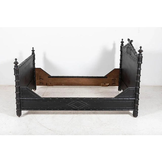 19th Century French Ebonised Faux Bamboo Bedroom Suite, Set of 4 For Sale - Image 9 of 13