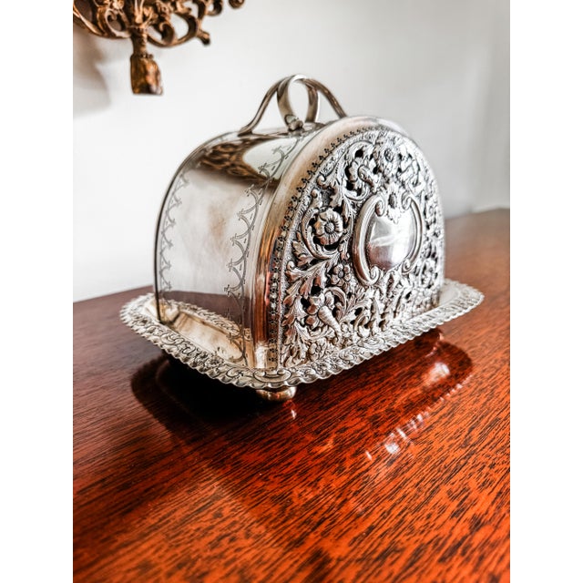 Exceptional and Rare Victorian English Silver Plate Cheese Dome & Tray With Repoussé Floral Decoration, Circa 1890 For Sale - Image 15 of 15