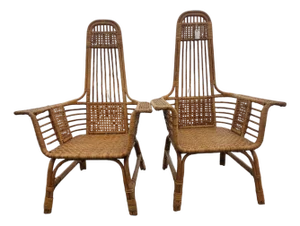 Pair of Wicker Chairs Form 1960 Attributed to Russel Wright