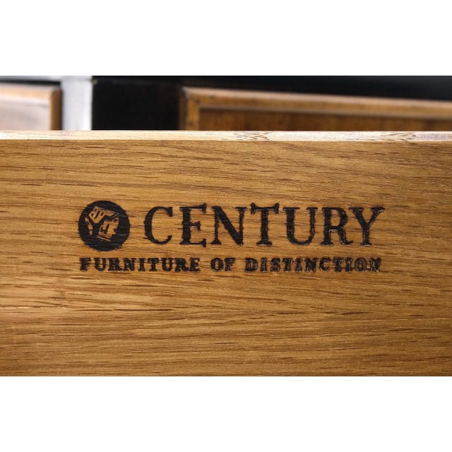 Brown Burl Wood Black Lacquer Solid Brass Drop Pull 2 Drawer Night Stands - A Pair For Sale - Image 8 of 12