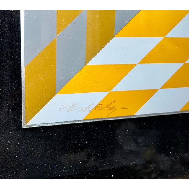 Op Art Victor Vasarely, 1970's Enamel Metal Vasarely Silkscreen Screenprint Axo Kinetic Op Art Sculpture, c.1970's For Sale - Image 3 of 9
