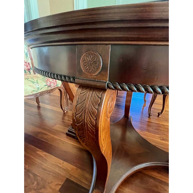 English Round Glass Top Dining Table & 8 Chairs, Set of 9 For Sale - Image 3 of 11