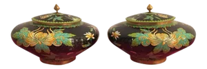 Vintage Cloisonné Lidded Jars - a Pair