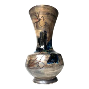 French Mid Century Vase With Abstract Glaze – Marked Vallauris (Am)