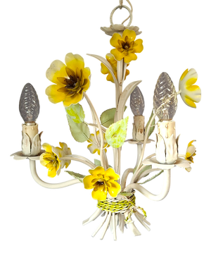French Toleware Floral Chandelier, 1970s