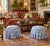 Optimized Description Beautifully crafted pair of round storage ottomans upholstered in a classic blue-and-ivory pastoral...