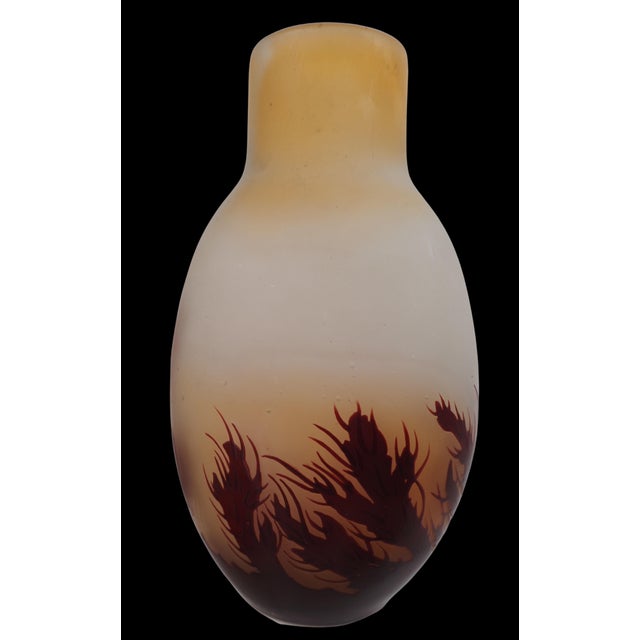 Emile Galle Glass paste vase decorated with leaves and buds Multi-layered glass acid-etched in cameo and reworked in...