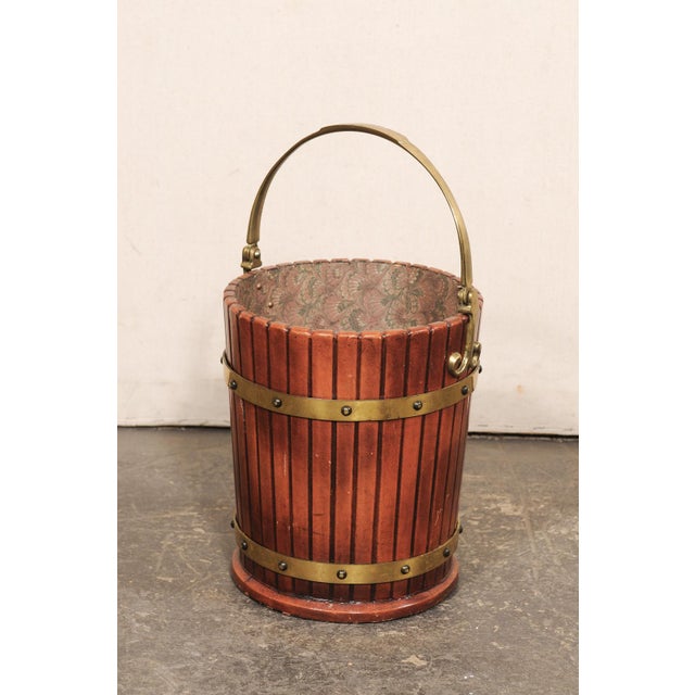 English 19th C. Brass & Wood Bucket W/ Handle For Sale - Image 9 of 11