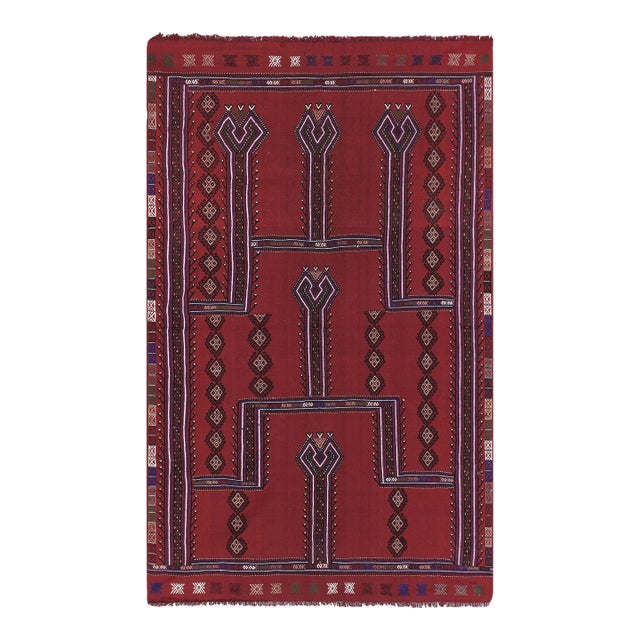 Kilim Cicim Embroidered Karapinar 4'7'' X 7'9'' For Sale