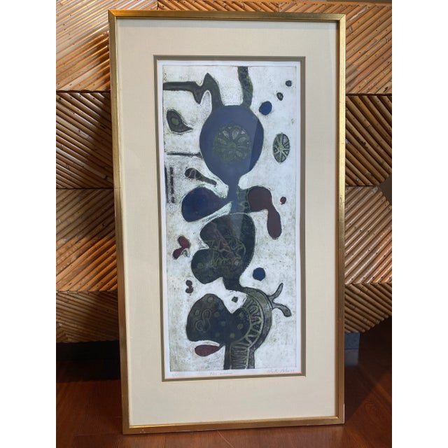 Gorgeous abstract surrealist piece entitled “Flor Marina” (Sea Flower) by noted Spanish artist Marta Palau. Shades of deep...