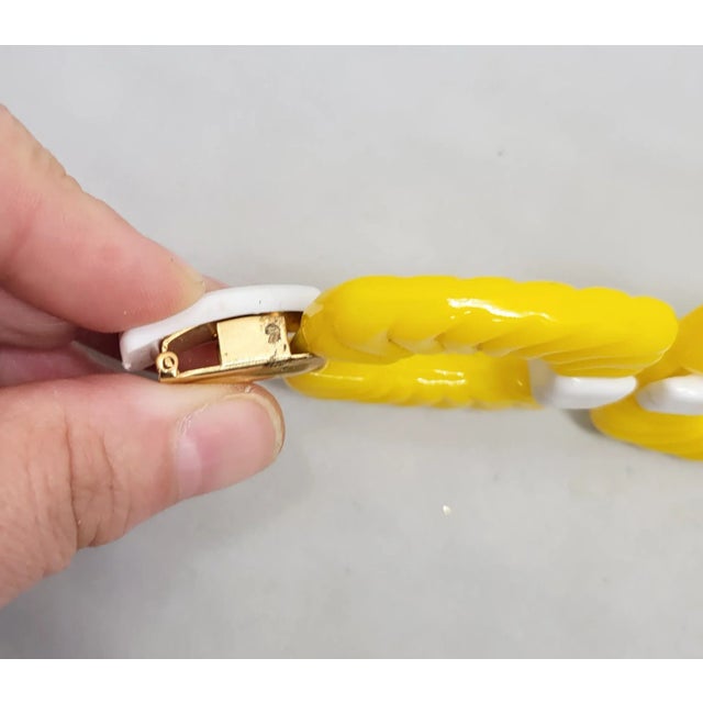 Metal Vintage 1971 Signed Napier Yellow & White Lucite Link Bracelet For Sale - Image 7 of 9