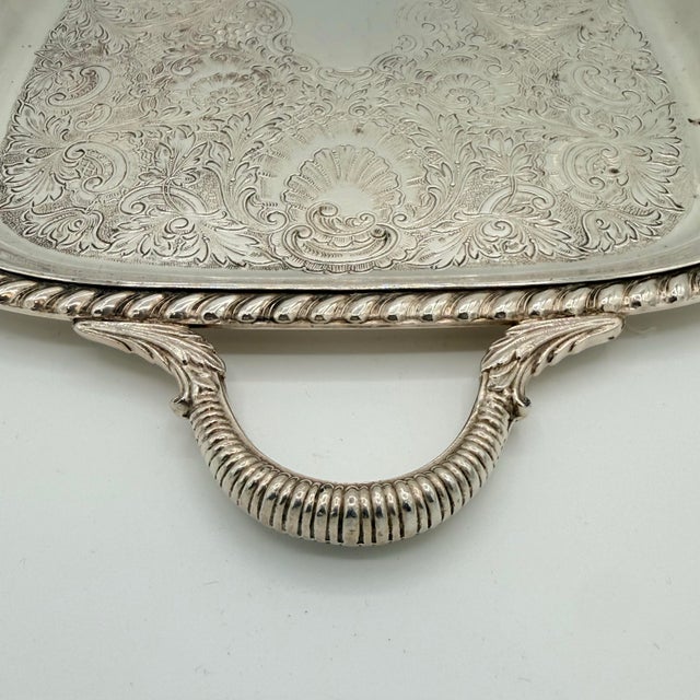 Hollywood Regency Early 20th-Century Sheffield Silver Co. Ornate Silverplate Serving Tray For Sale - Image 3 of 9