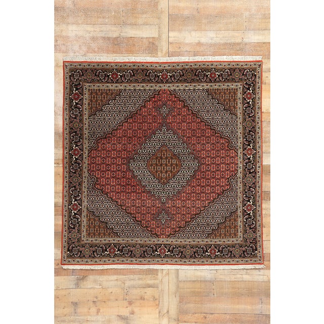 Square Vintage Persian Mahi Tabriz Rug - 06'08 X 06'09 For Sale - Image 9 of 9