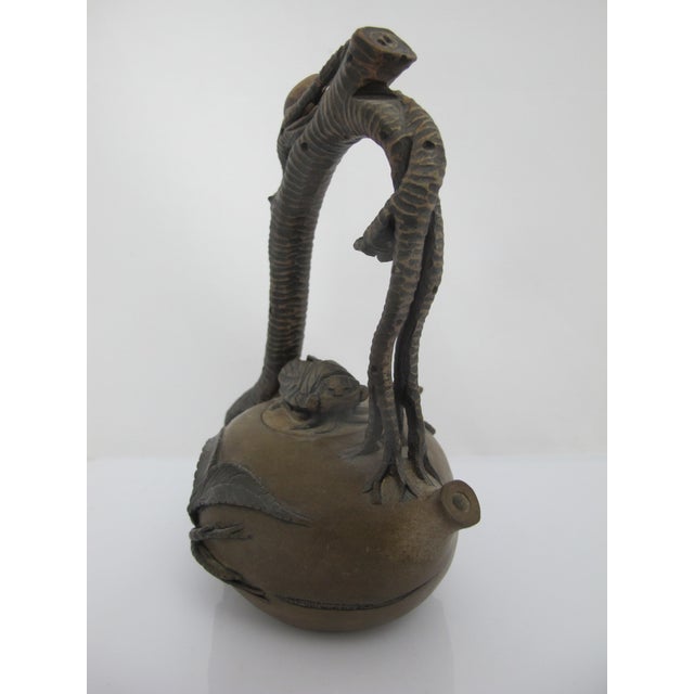 Early 20th Century Chinese Yixing Zisha Clay Peach Branch Teapot With Cicada Finial Lid For Sale - Image 5 of 15