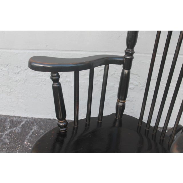 1920s 1920's Neoclassical Style Carved Wood Ebonized With Gilt Rocking Chair For Sale - Image 5 of 13